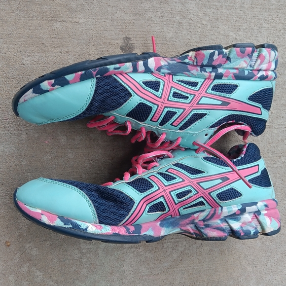 Asics Gel-Frantic 7 running shoe t3a6q sky blue hot pink navy women's Size 10 #A - Picture 6 of 9